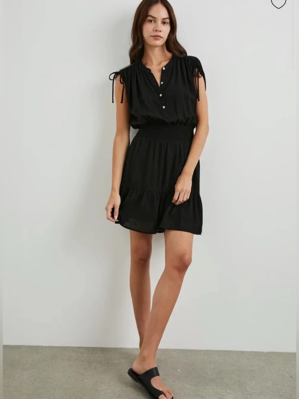 Rails Samina Black Sleeveless Mini Dress Smocked Waist | 100% Cotton | Sz Small
